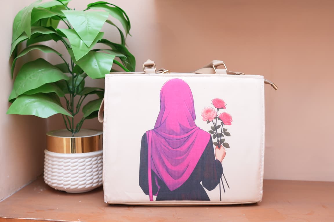 Rose Grace Printed Tote Bag – Beige