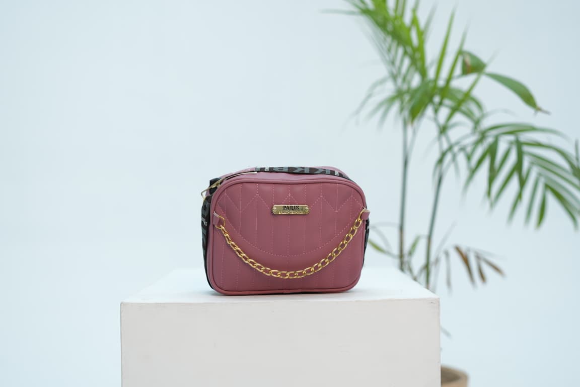 Pink Quilted Chain Crossbody Bag for Women