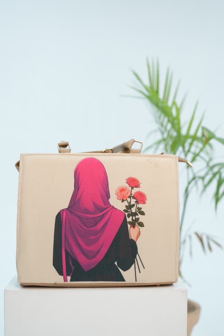 Rose Grace Printed Tote Bag – Beige