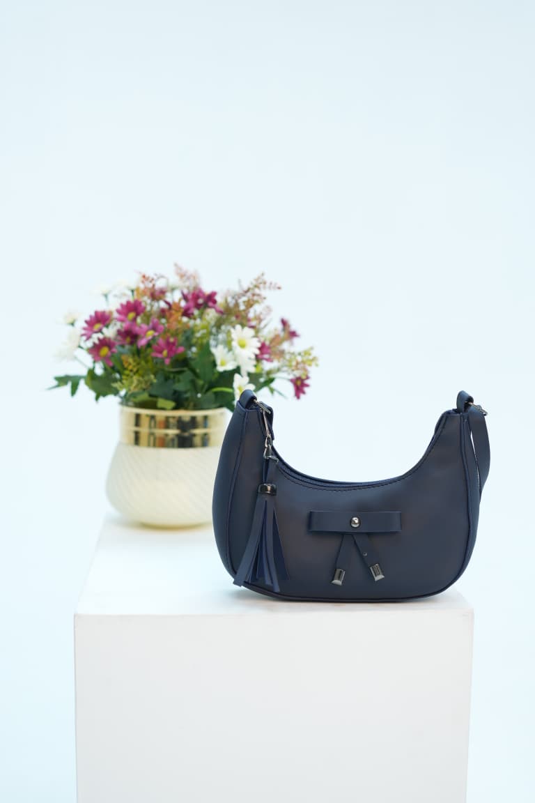 Navy Blue Crescent Shoulder Bag