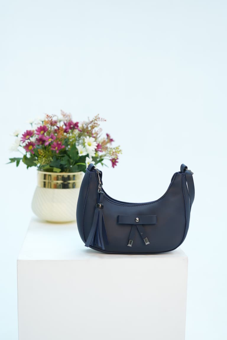 Navy Blue Crescent Shoulder Bag